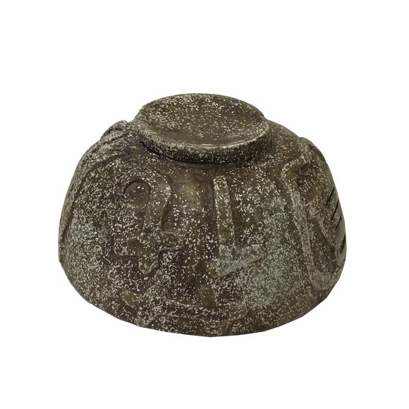 Natural Olive Green Mix Stone Carved Round Display Bowl ws2067 - Picture 6 of 7